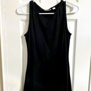 Black float dress with white accent